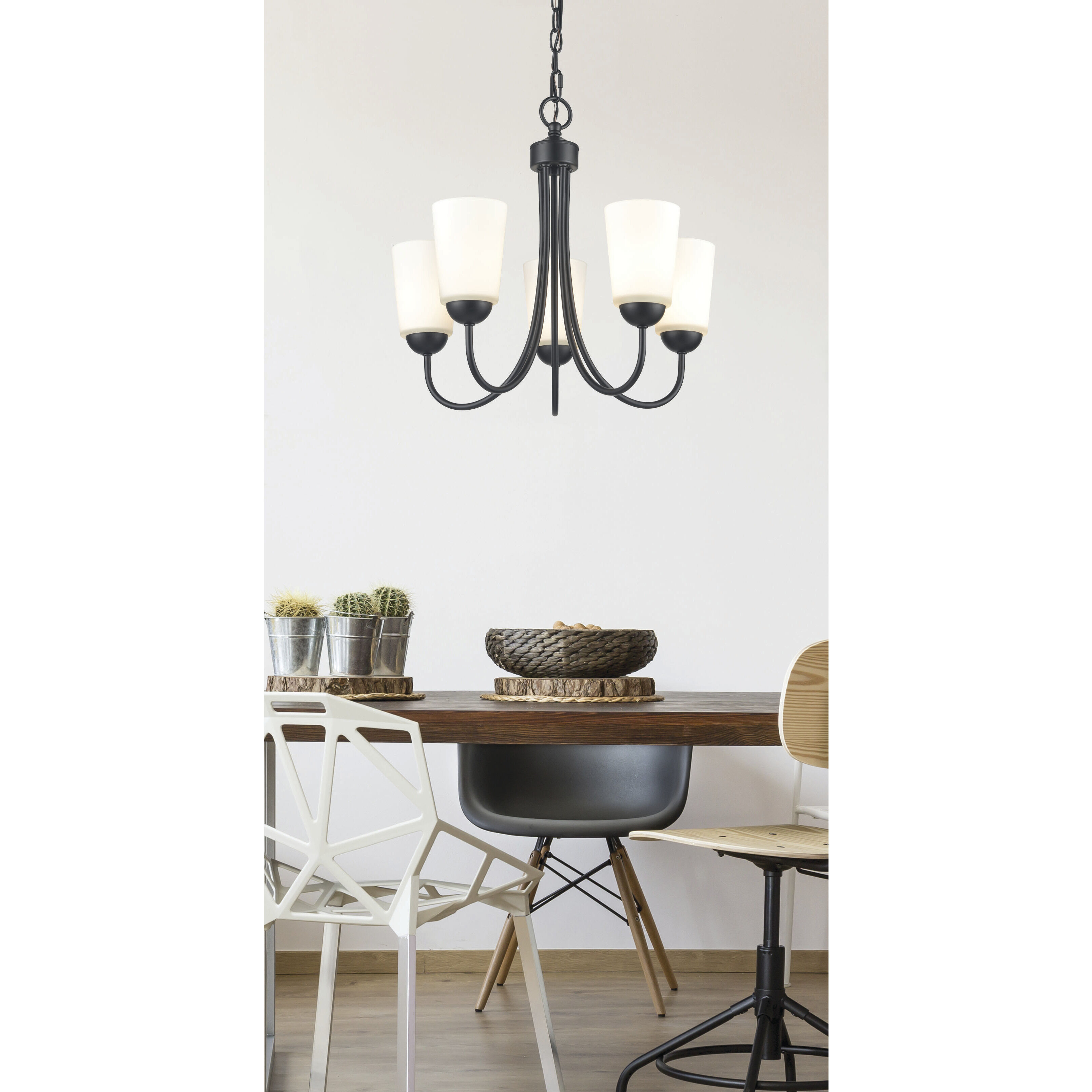 Ivey Lake 5 Light 20 inch Matte Black Chandelier Ceiling Light
